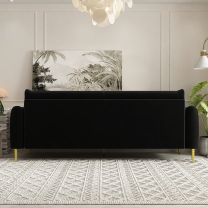 Velvet Loveseat Sofa with Gold Legs
