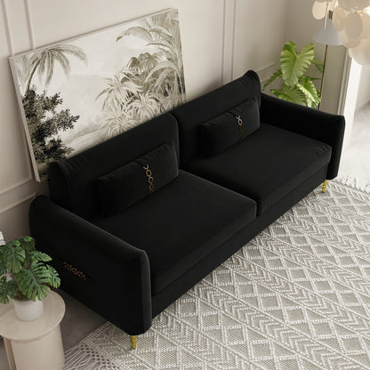 Velvet Loveseat Sofa with Gold Legs