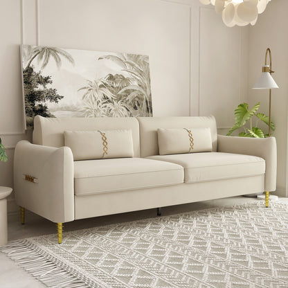 Velvet Loveseat Sofa with Gold Legs