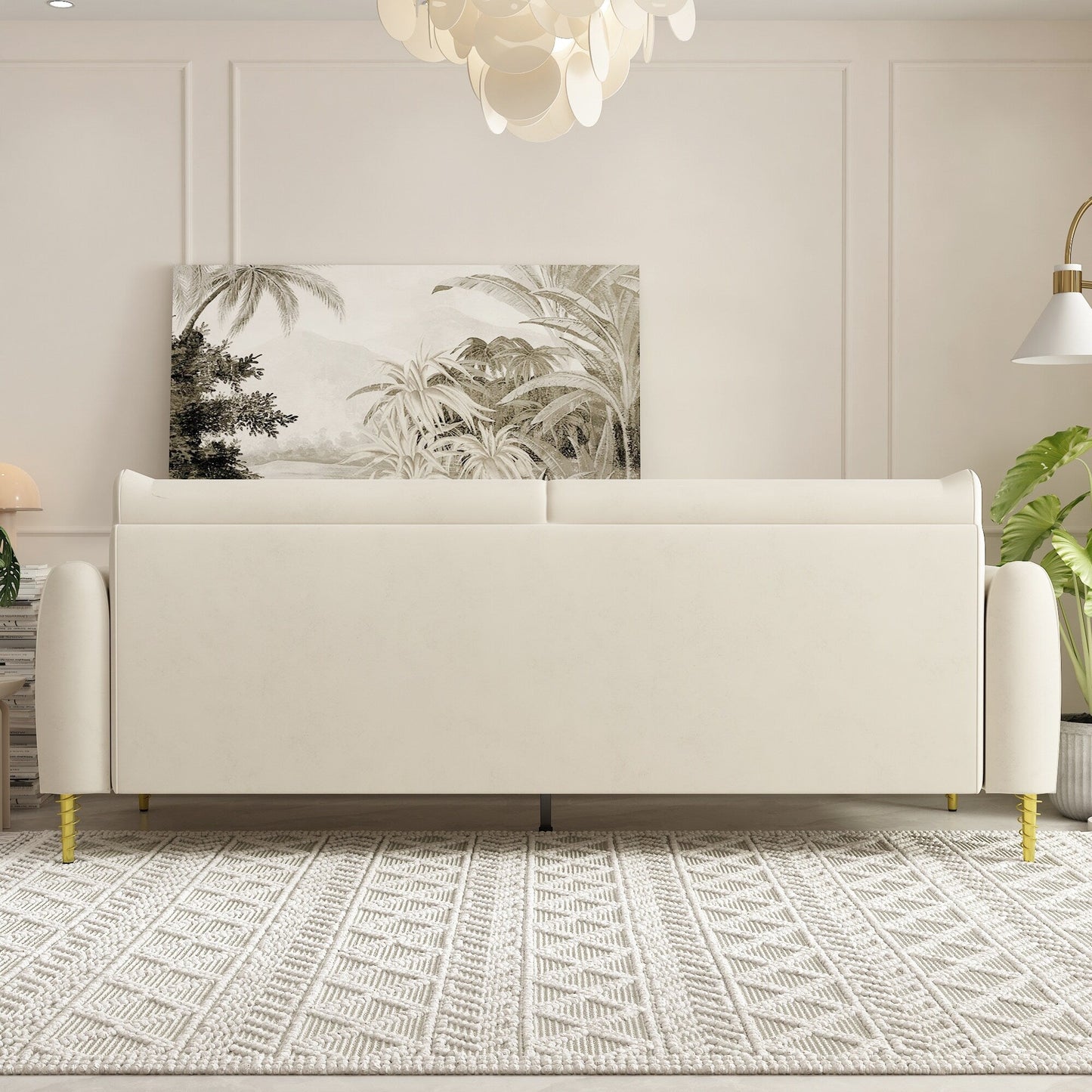 Velvet Loveseat Sofa with Gold Legs