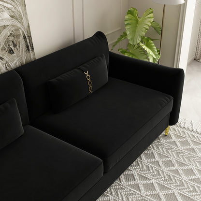 Velvet Loveseat Sofa with Gold Legs