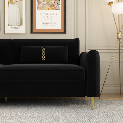 Velvet Loveseat Sofa with Gold Legs