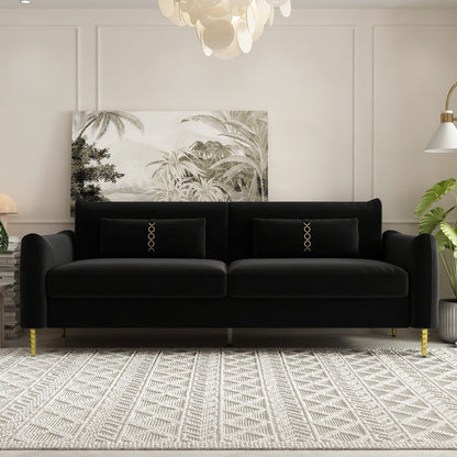 Velvet Loveseat Sofa with Gold Legs