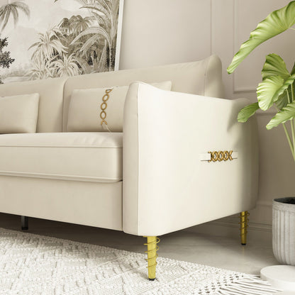 Velvet Loveseat Sofa with Gold Legs