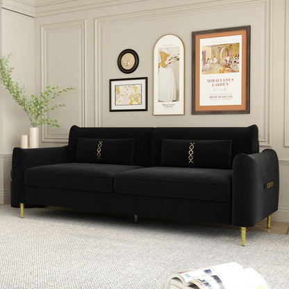 Velvet Loveseat Sofa with Gold Legs