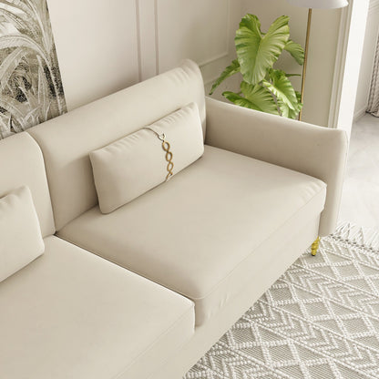 Velvet Loveseat Sofa with Gold Legs