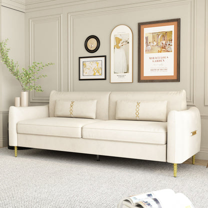 Velvet Loveseat Sofa with Gold Legs