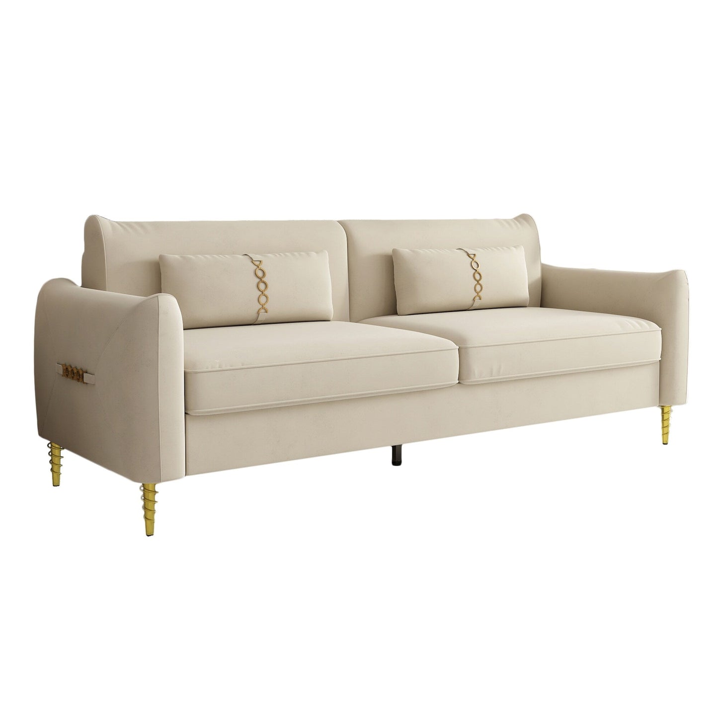 Velvet Loveseat Sofa with Gold Legs