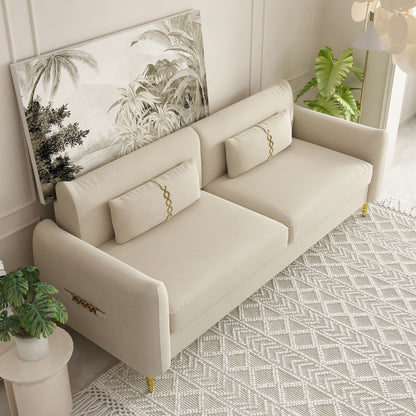 Velvet Loveseat Sofa with Gold Legs