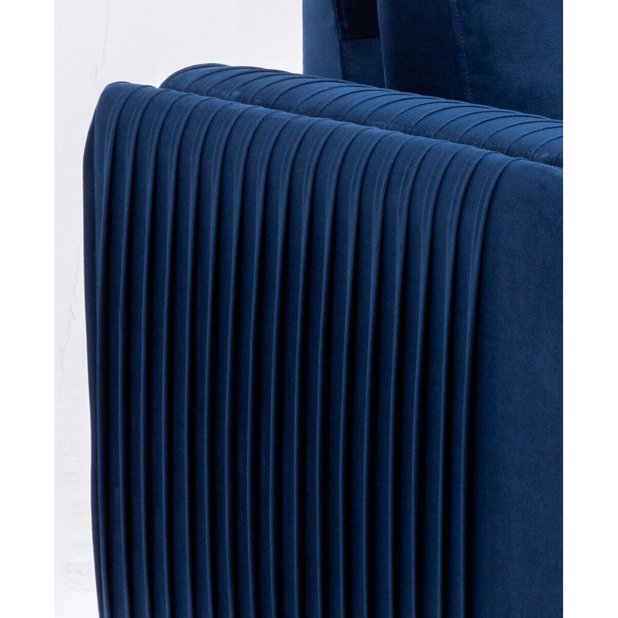 Velvet Loveseat Sofa with Vertical Pleating and Chrome Legs