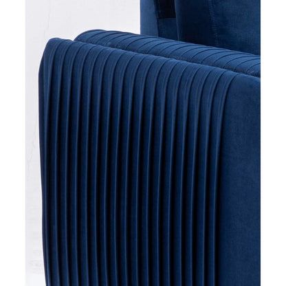 Velvet Loveseat Sofa with Vertical Pleating and Chrome Legs
