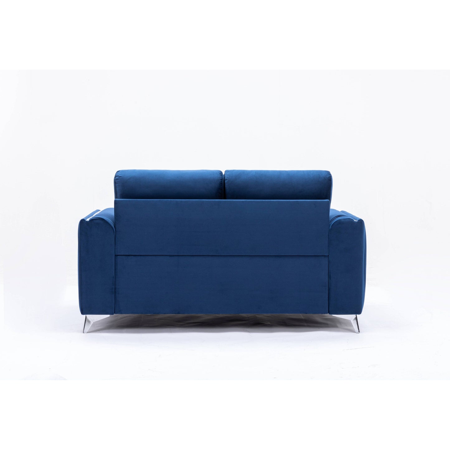 Velvet Loveseat Sofa with Vertical Pleating and Chrome Legs
