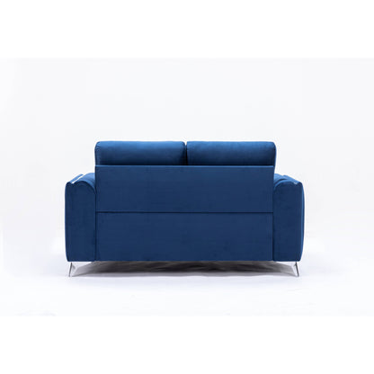 Velvet Loveseat Sofa with Vertical Pleating and Chrome Legs