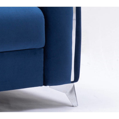 Velvet Loveseat Sofa with Vertical Pleating and Chrome Legs