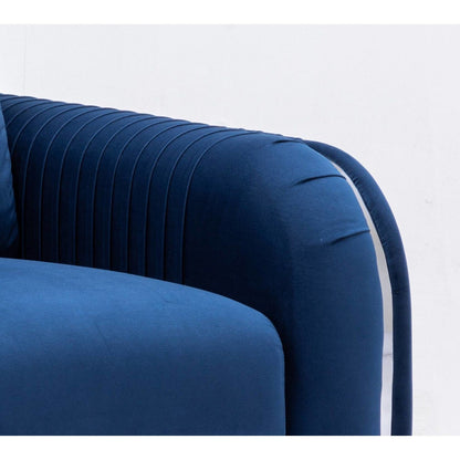 Velvet Loveseat Sofa with Vertical Pleating and Chrome Legs