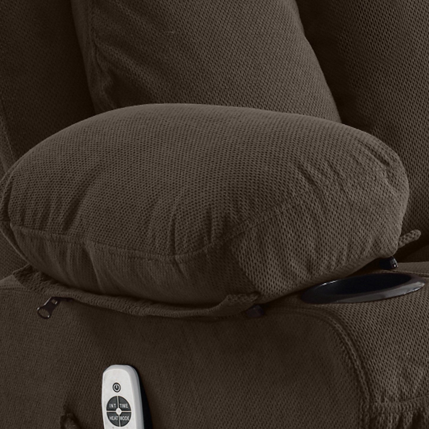 Velvet Massage Heated Sofa with USB and 2 cup Holders, 360° Swivel Chair with Side Pockets and Bread Shaped Armrest