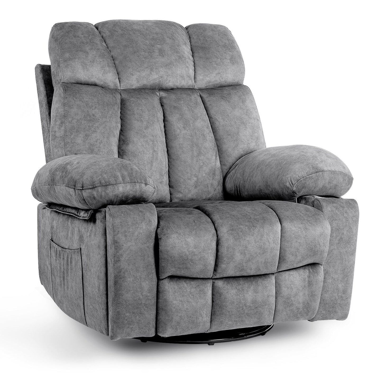 Velvet Massage Recliner Chair with Heat, 360° Swivel Rocker & USB