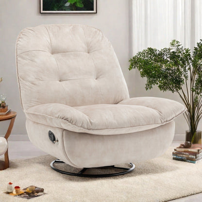 Velvet Oversized Recliner Chair with Rocking, Swivel, Removable Phone Holder, and Soft Cotton Padding