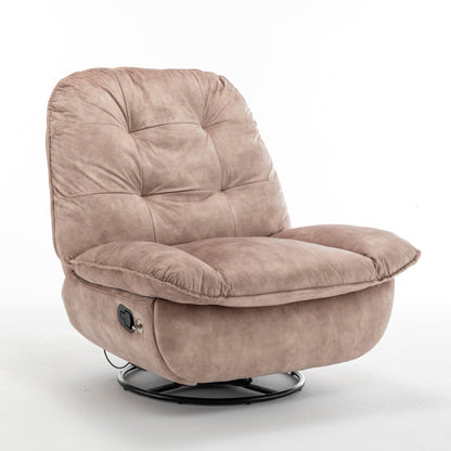 Velvet Oversized Recliner Chair with Rocking, Swivel, Removable Phone Holder, and Soft Cotton Padding