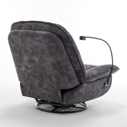 Velvet Oversized Recliner Chair with Rocking, Swivel, Removable Phone Holder, and Soft Cotton Padding