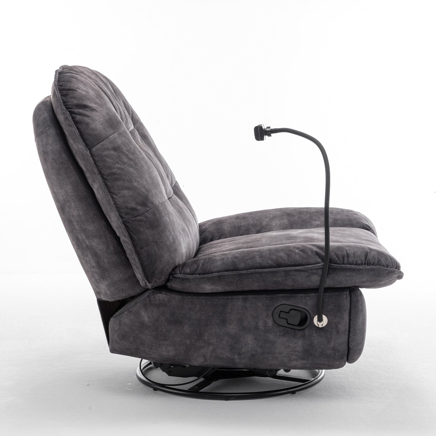 Velvet Oversized Recliner Chair with Rocking, Swivel, Removable Phone Holder, and Soft Cotton Padding