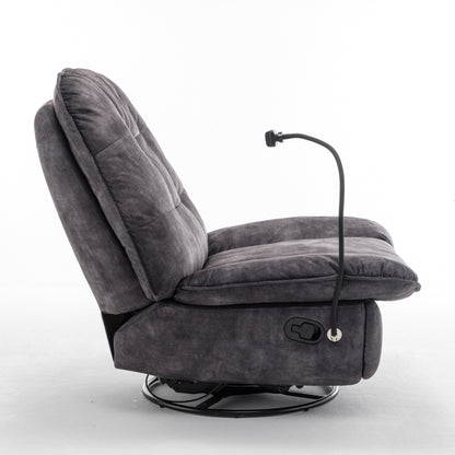 Velvet Oversized Recliner Chair with Rocking, Swivel, Removable Phone Holder, and Soft Cotton Padding