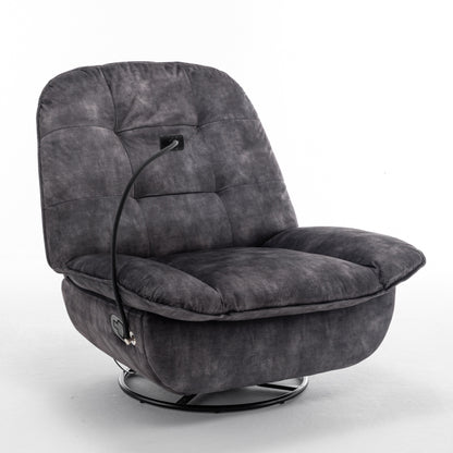 Velvet Oversized Recliner Chair with Rocking, Swivel, Removable Phone Holder, and Soft Cotton Padding