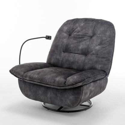 Velvet Oversized Recliner Chair with Rocking, Swivel, Removable Phone Holder, and Soft Cotton Padding
