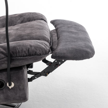 Velvet Oversized Recliner Chair with Rocking, Swivel, Removable Phone Holder, and Soft Cotton Padding