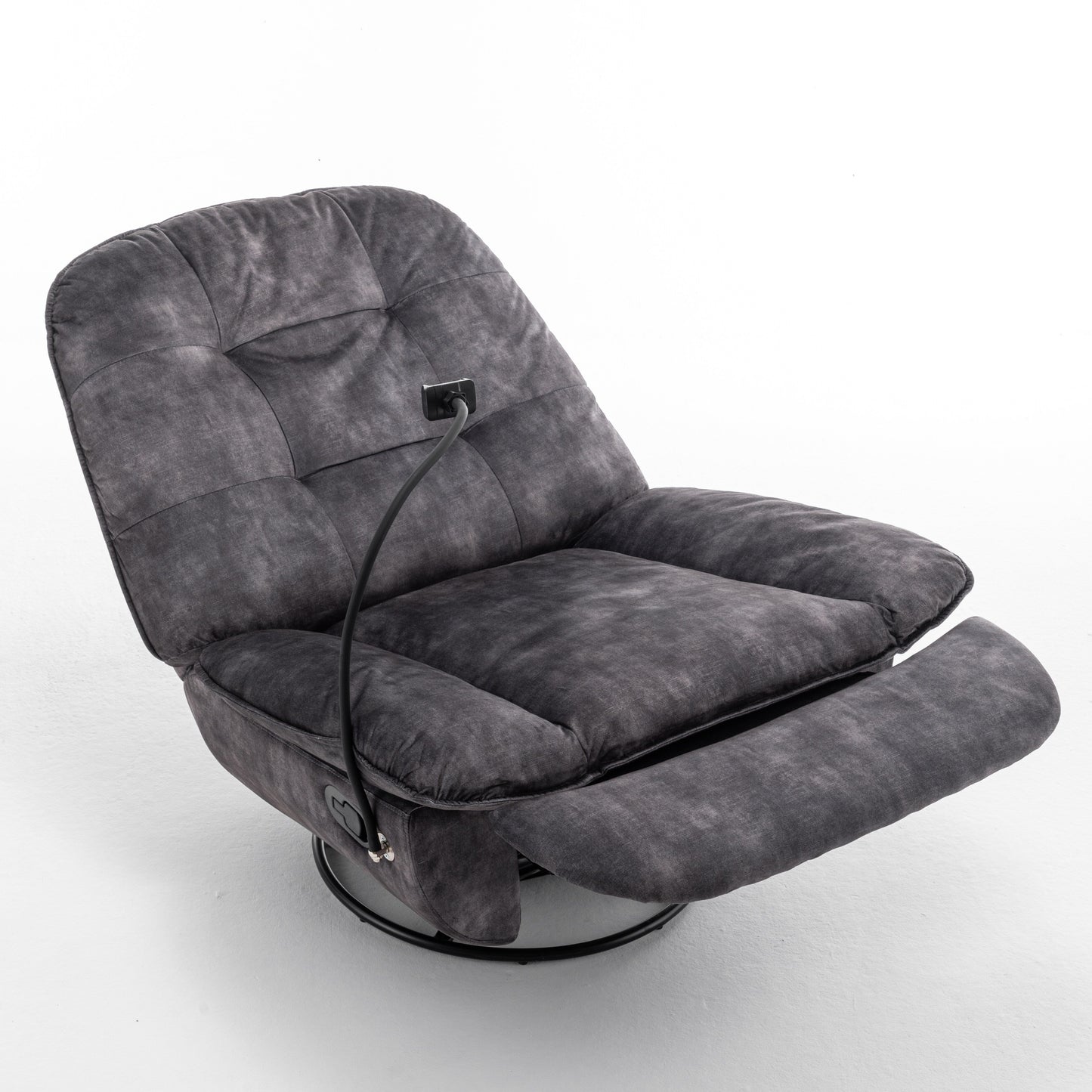 Velvet Oversized Recliner Chair with Rocking, Swivel, Removable Phone Holder, and Soft Cotton Padding