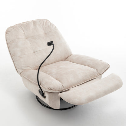 Velvet Oversized Recliner Chair with Rocking, Swivel, Removable Phone Holder, and Soft Cotton Padding