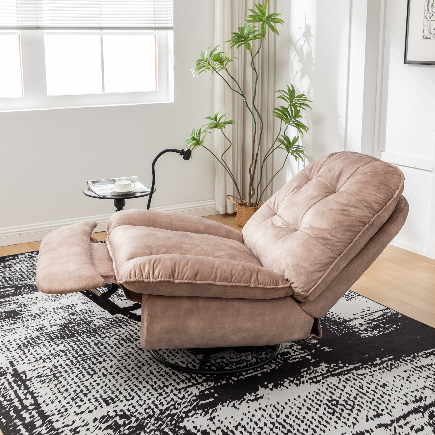 Velvet Oversized Recliner Chair with Swivel, Rocker & Phone Holder