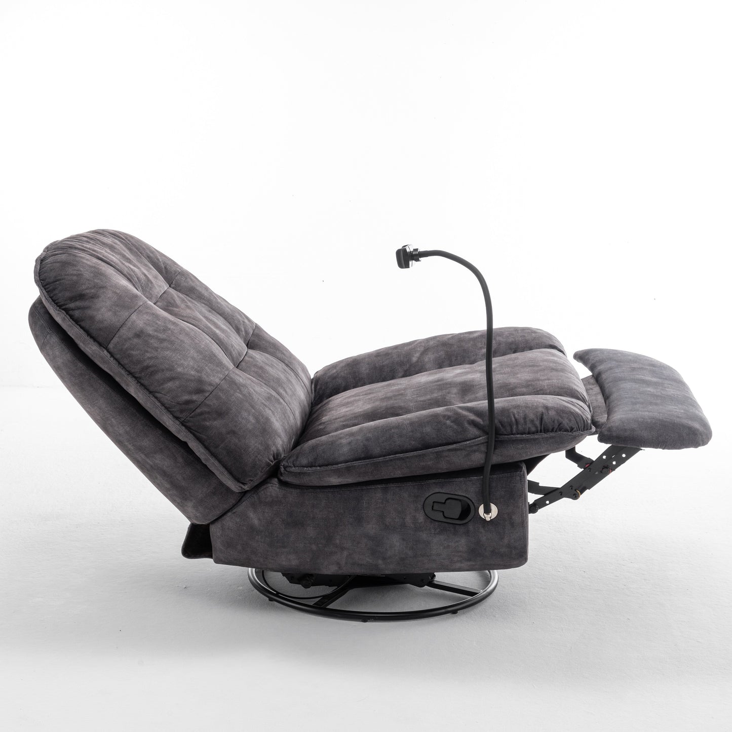 Velvet Oversized Recliner Chair with Swivel, Rocker & Phone Holder