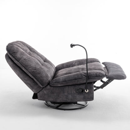 Velvet Oversized Recliner Chair with Swivel, Rocker & Phone Holder