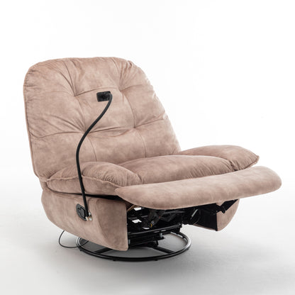 Velvet Oversized Recliner Chair with Swivel, Rocker & Phone Holder