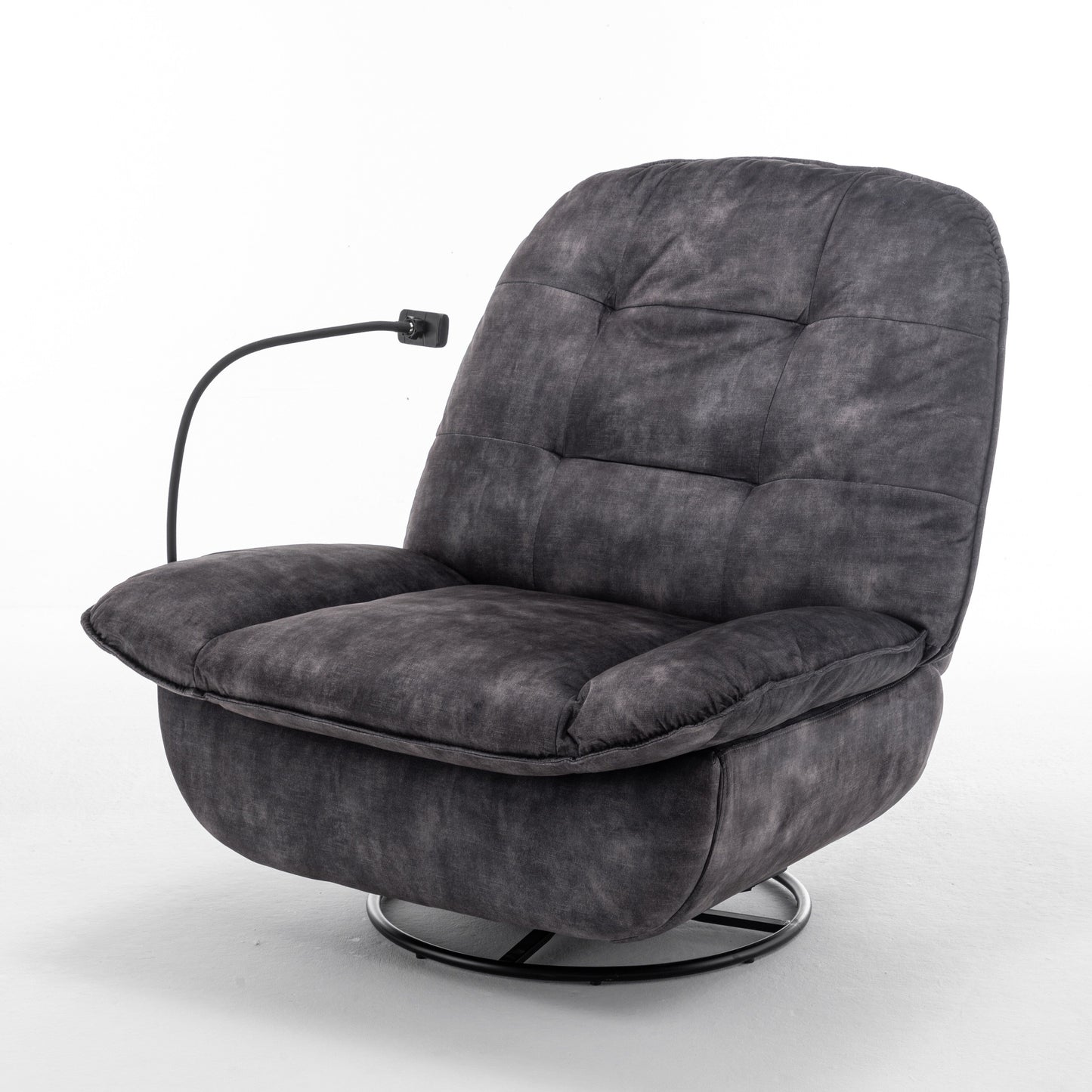 Velvet Oversized Recliner Chair with Swivel, Rocker & Phone Holder