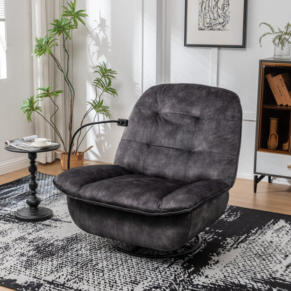 Velvet Oversized Recliner Chair with Swivel, Rocker & Phone Holder