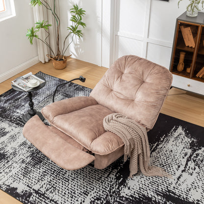 Velvet Oversized Recliner Chair with Swivel, Rocker & Phone Holder