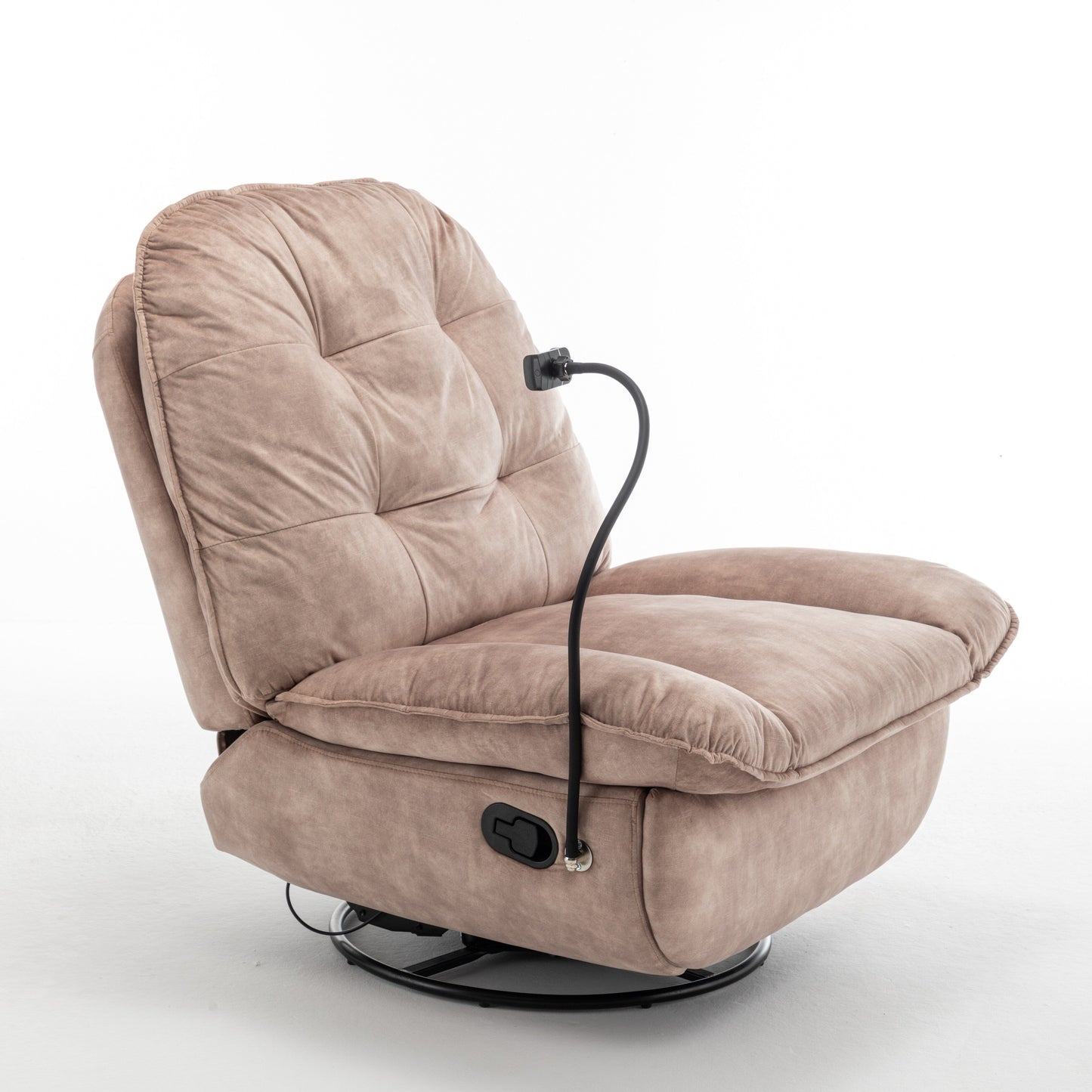 Velvet Oversized Recliner Chair with Swivel, Rocker & Phone Holder