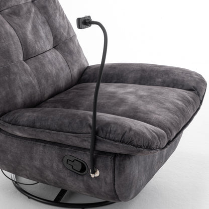 Velvet Oversized Recliner Chair with Swivel, Rocker & Phone Holder