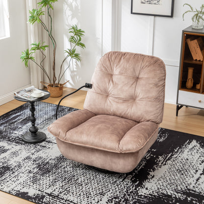 Velvet Oversized Recliner Chair with Swivel, Rocker & Phone Holder