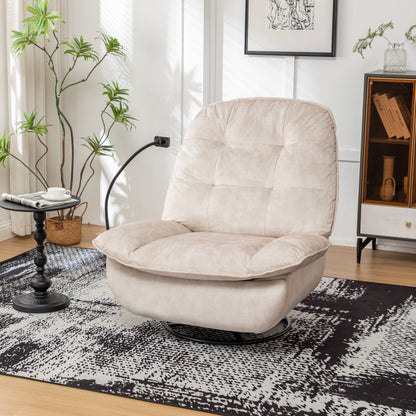 Velvet Oversized Recliner Chair with Swivel, Rocker & Phone Holder
