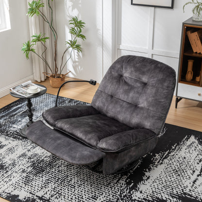 Velvet Oversized Recliner Chair with Swivel, Rocker & Phone Holder