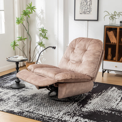 Velvet Oversized Recliner Chair with Swivel, Rocker & Phone Holder