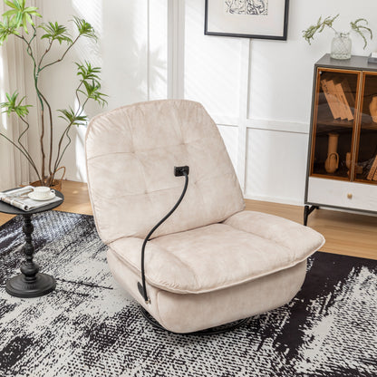 Velvet Oversized Recliner Chair with Swivel, Rocker & Phone Holder