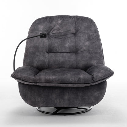 Velvet Oversized Recliner Chair with Swivel, Rocker & Phone Holder