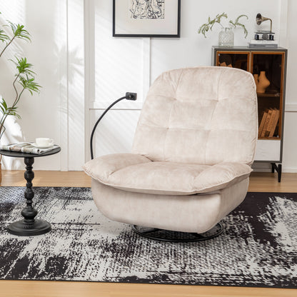 Velvet Oversized Recliner Chair with Swivel, Rocker & Phone Holder