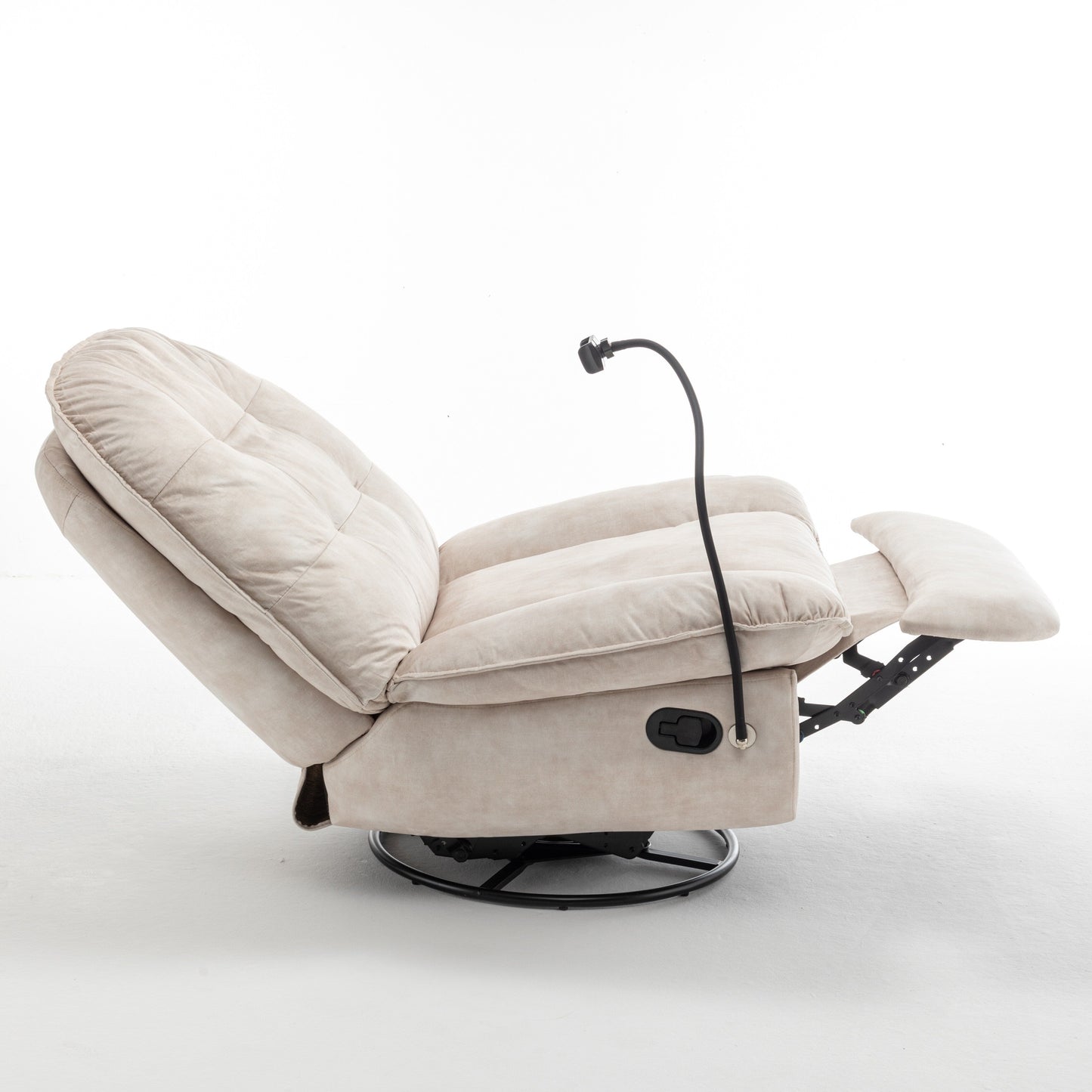 Velvet Oversized Recliner Chair with Swivel, Rocker & Phone Holder