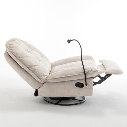 Velvet Oversized Recliner Chair with Swivel, Rocker & Phone Holder