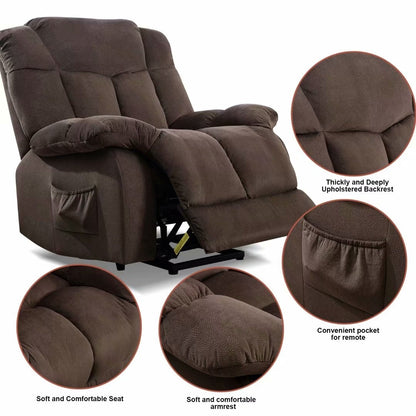 Heavy Duty Power Lift Recliner Chair for Elderly with Overstuffed Design